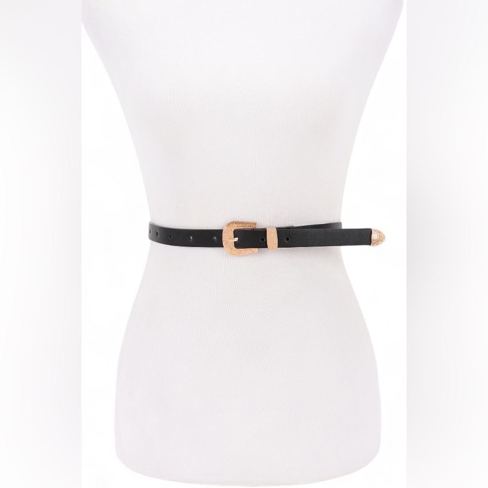 3 PC Vegan Suede Skinny Animal Print Statement Belt Set - Picture 5 of 6